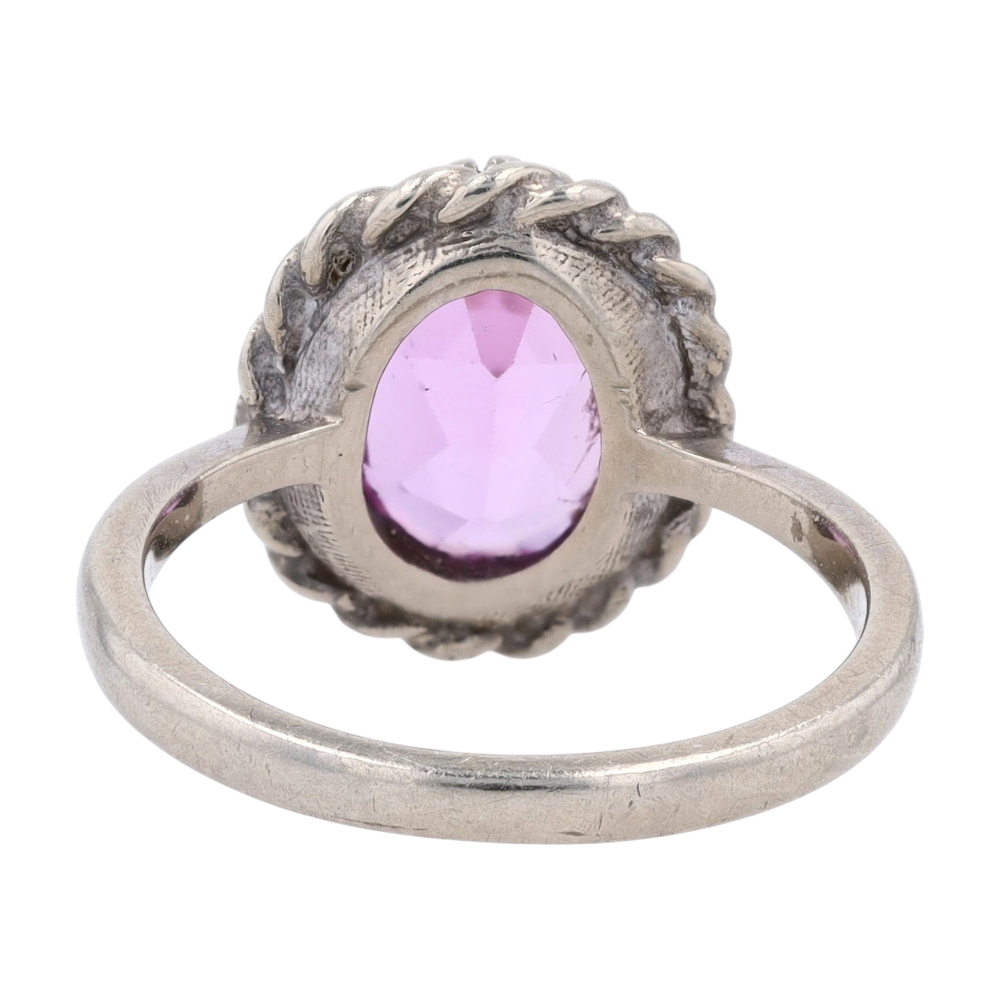 10K White Gold Pink Stone Fashion Ring