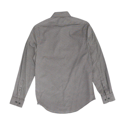 Brown Print Long Sleeve Button Down