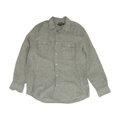 Green Solid Long Sleeve Button Down