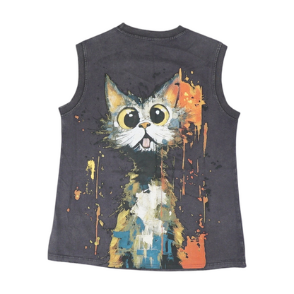 Gray Graphic Casual Tank