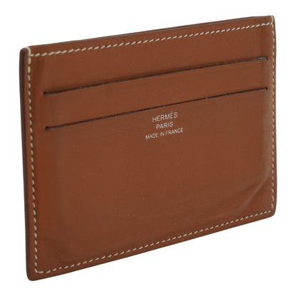 Gold Citizen Twill Card Holder in Calfskin
