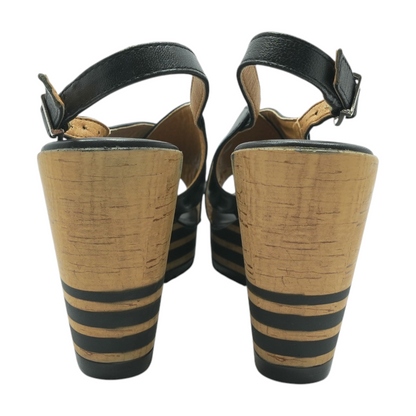 Black Wedged Sandals
