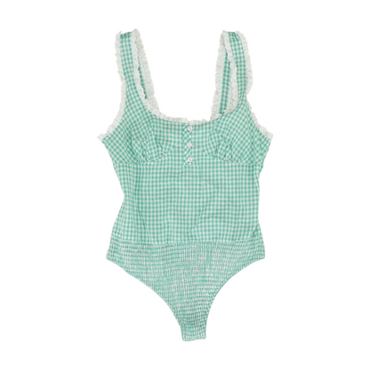 Green Check Bodysuit Blouse