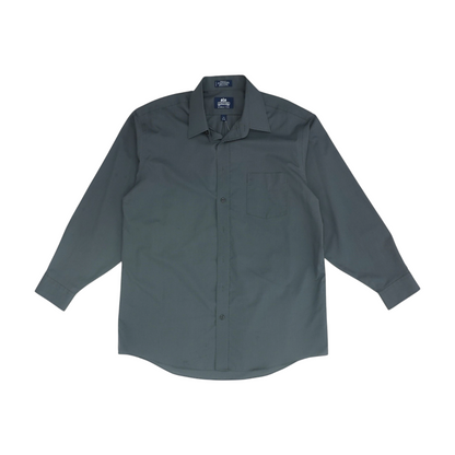 Gray Solid Long Sleeve Button Down