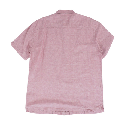 Pink Solid Short Sleeve Button Down