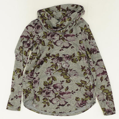 Gray Floral Cowl Neck Sweater