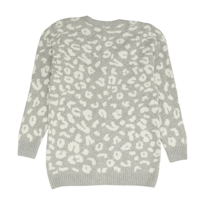 Gray Animal Print Cardigan Sweater