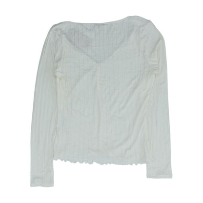 Beige V Neck Knit Top