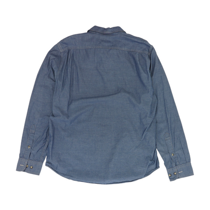 Blue Solid Long Sleeve Button Down