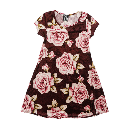 Vintage Burgundy Floral Mini Dress