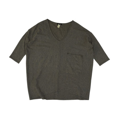 Brown V Neck Knit Top