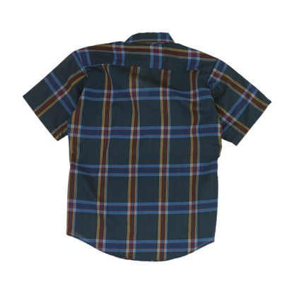 Vintage Blue Plaid Short Sleeve Button Down