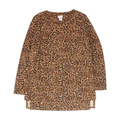 Brown Animal Print Crewneck Sweater