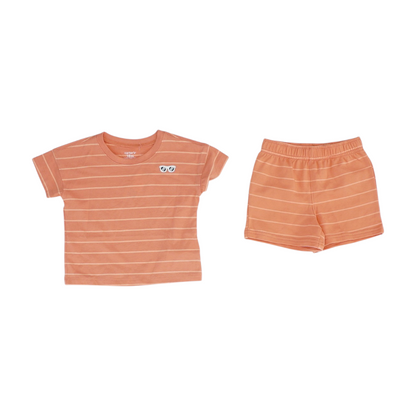 Pink Striped Short Sleeve Set