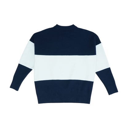 Navy Color Block Pullover Sweater