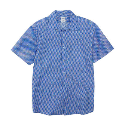 Blue Floral Short Sleeve Button Down