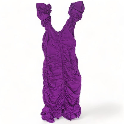 Purple Solid Midi Dress