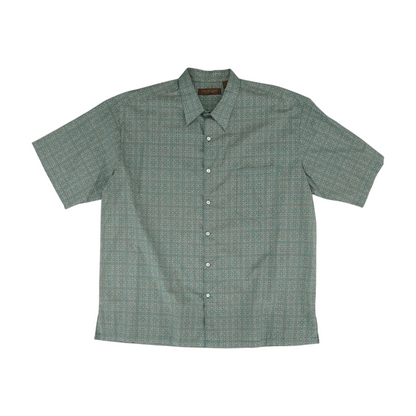 Teal Print Short Sleeve Button Down
