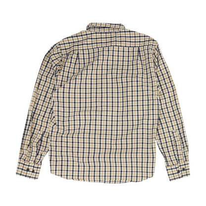 Beige Check Long Sleeve Button Down