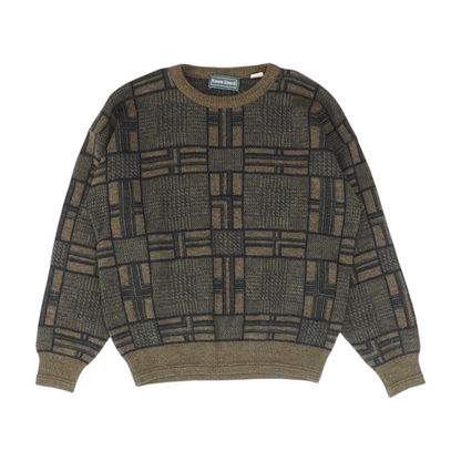 Brown Print Pullover Sweater