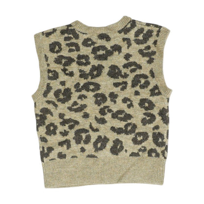 Brown Animal Print Crewneck Sweater