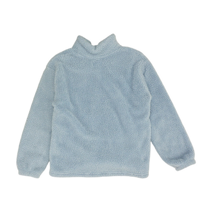 Blue Solid Fleece Pullover