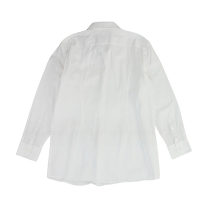 White Solid Long Sleeve Button Down