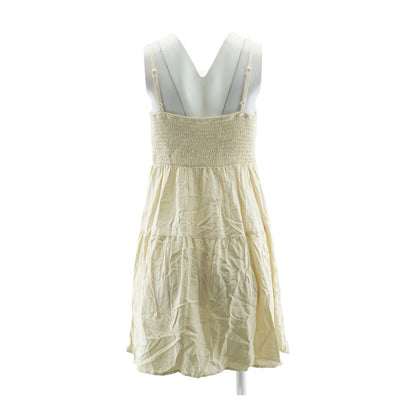 Beige Solid Mini Dress