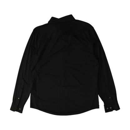 Black Solid Long Sleeve Button Down