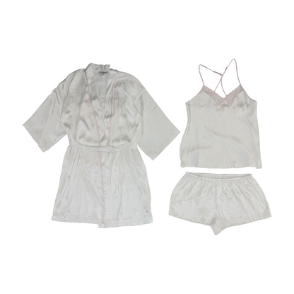 White Solid Pajama Set