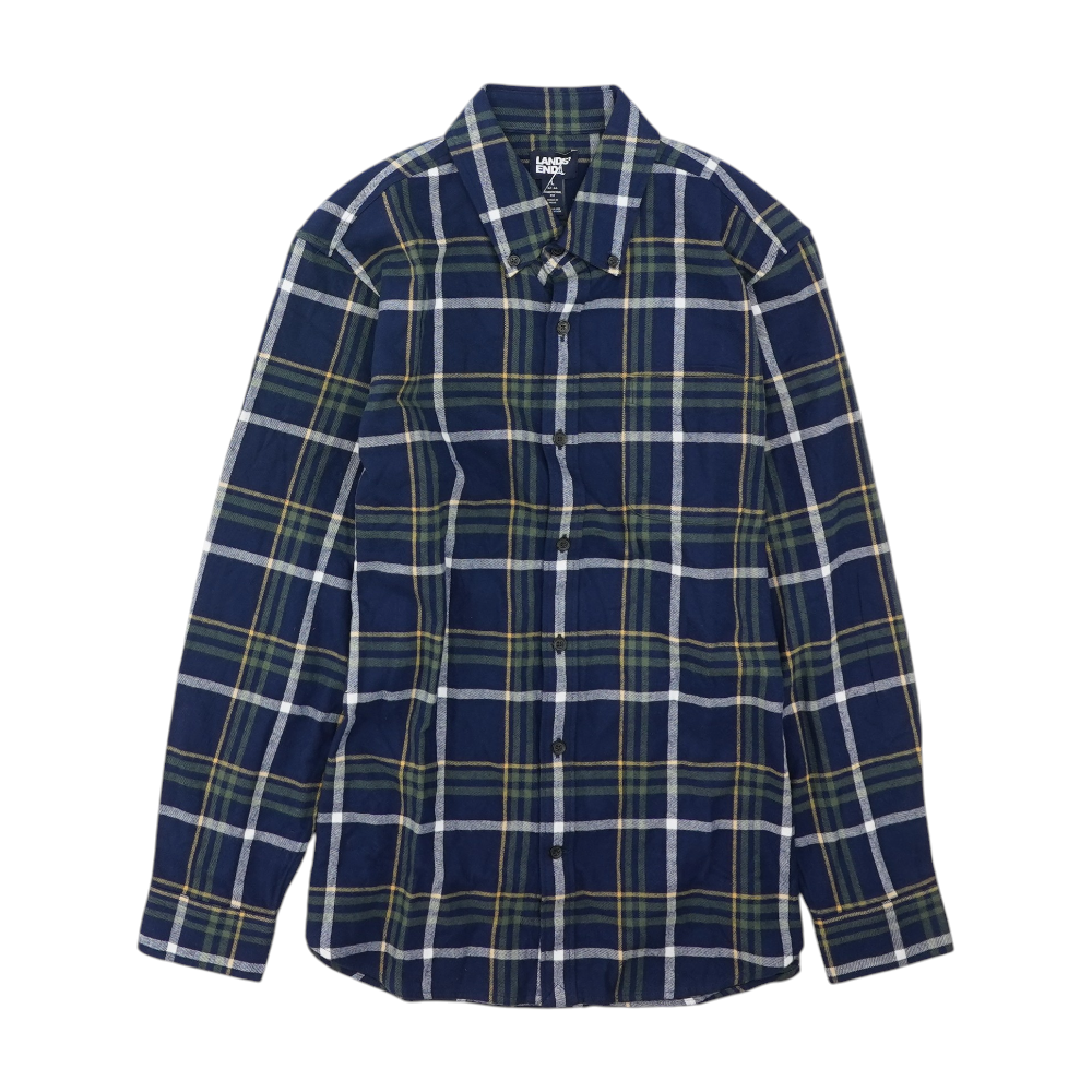 Navy Plaid Flannel Button Down