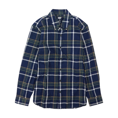 Navy Plaid Flannel Button Down