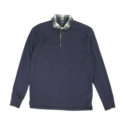 Navy Solid Long Sleeve Polo