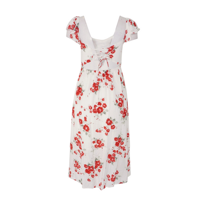 White Floral Midi Dress
