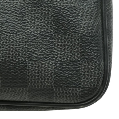 Black Toiletry Pouch in Damier Graphite