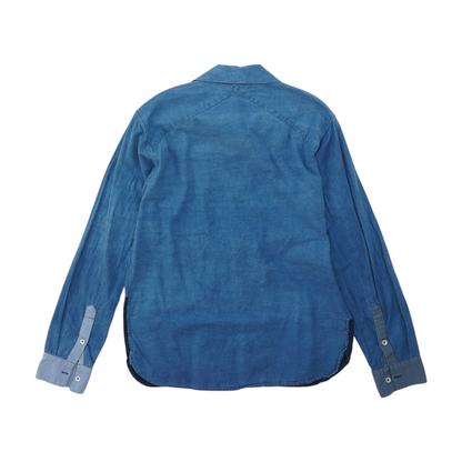 Blue Solid Flannel Button Down