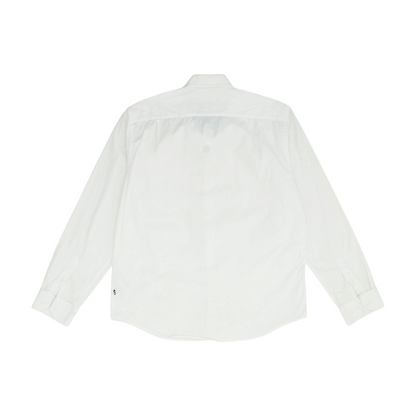 White Solid Long Sleeve Button Down