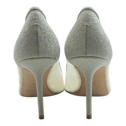 Silver and Ivory Love Glitter-Tulle Pumps 100mm