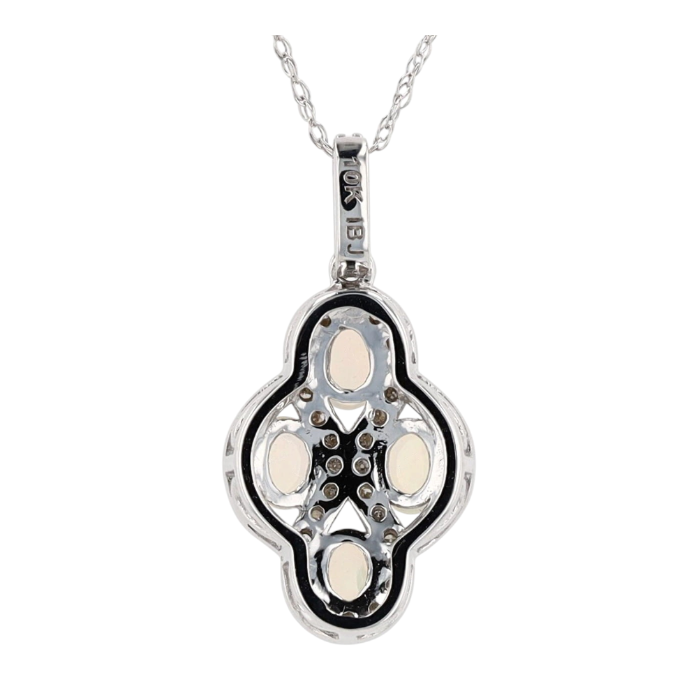 10K White Gold Opal Pendant Necklace – Image 4