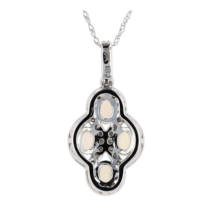 10K White Gold Opal Pendant Necklace – Image 4