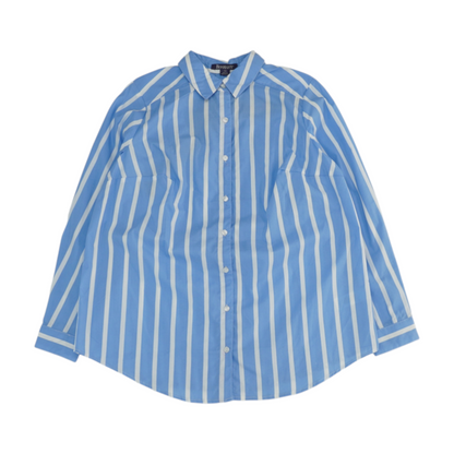 Blue Plus Size Striped Button Down