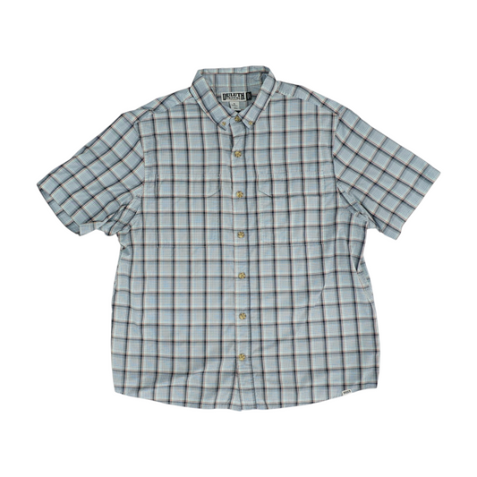 Blue Plaid Short Sleeve Button Down