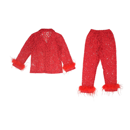 Red Solid Pajama Set