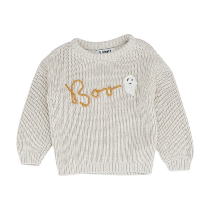 Beige Graphic Pullover Sweater