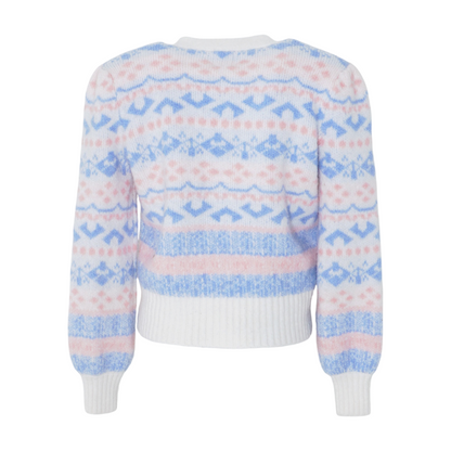 White Abstract Cardigan Sweater