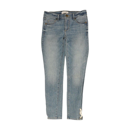 Blue Solid Mid Rise Skinny Leg Jeans