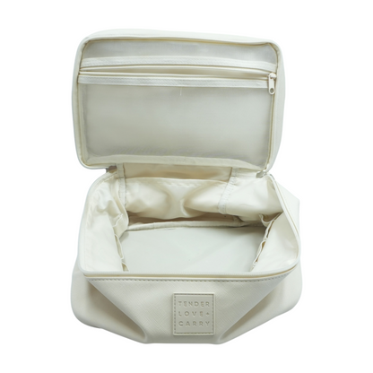 Beige Solid Makeup Bag