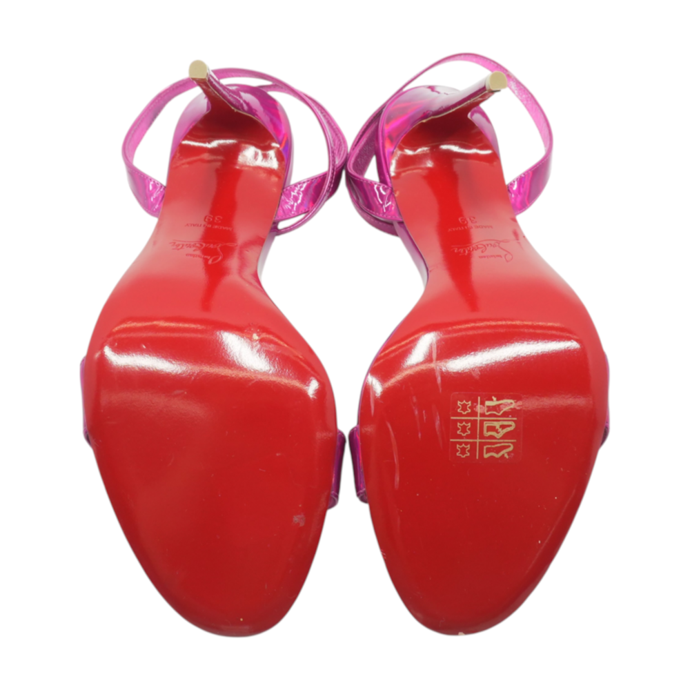 Miss Z 100 mm Strappy Sandal in Laminated Pink Leather