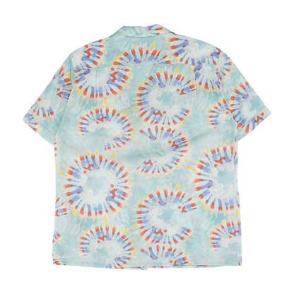 Blue Tie-Dye Short Sleeve Button Down