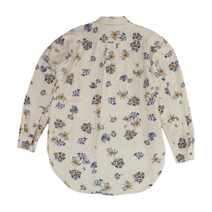 Beige Floral Flannel Button Down
